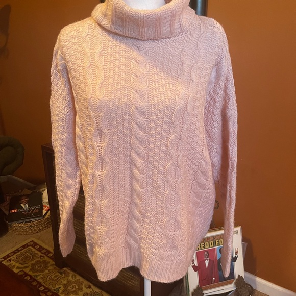 Forever 21 Pink Cowl Neck Cable Sweater - Picture 7 of 11